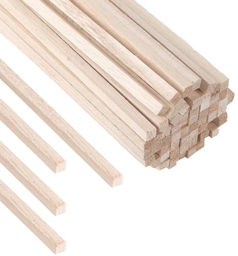 HAOBIN 40 Stück Holzstäbe Quadratisch Holzstäbchen zum Basteln Holzleiste 200x8x8 mm Holzleiste holzklötze basteln Holz für Heimwerkerprojekte und Dekoration,Bau und Vertäfelung