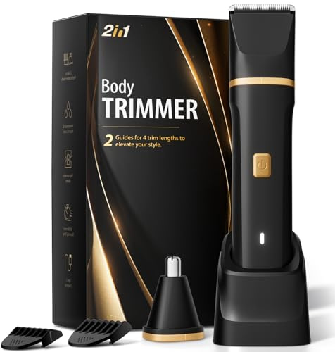 Electric Razor for Men, IPX7 Waterproof Versatile Shaver for Temple, Groin, Nose, Ear Hairs, Beard, Body Hair Trimmer for Men, Painless Grooming Kit with 2 Replaceable Ceramic Blade Heads