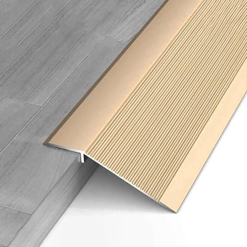 YHDMDQ 10-40mm Höhe Ausgleichsprofil, Schneidbar Übergangsprofil, Aluminium Türschwelle Rampe Übergangsschiene Für Teppich Zu Fliesen(Gold)