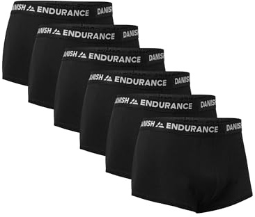 DANISH ENDURANCE Herrkalsonger, Korta, Mjuk Bomull, Multipack, Stretchiga, 6-pack, Svart - 6 Pack, M