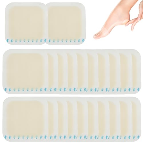20 piezas de tiritas para ampollas de pies, vendajes hidrocoloides, almohadillas de gel para ampollas, almohadillas de cojín adhesivas estériles para heridas en talón, pies, dedos de los pies y piel