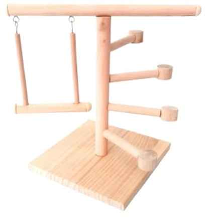 Wellensittich Spielplatz Vogel-Spielplatz mit Feeder-Cup Spielzeug Leiter Erklimmen Schaukel und Tablett, Vogel Spielplatz, Vogelspielplatz, Spielplatz Gym Vogelständer Barsch Turnha
