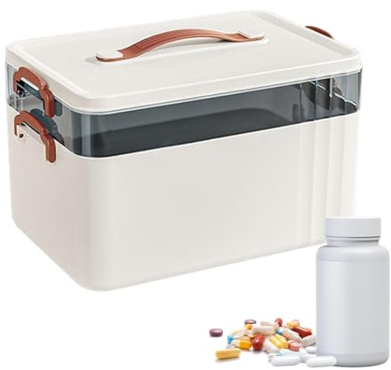 Nybhyjka Scatola di medicina multistrato, organizzatore di farmaci, Scatola di immagazzinaggio domestico multilivello per la medicina, Chiari di sicurezza, contenitore di alimentazione