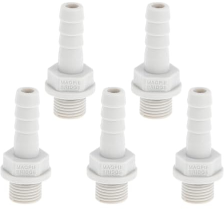 Hihaha Raccord De Tuyau en Plastique 15/64 Filetage Mâle 1/8 Connecteur De Tuyau Droit Gris Blanc 5 Pièces
