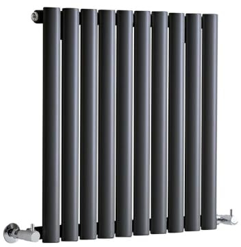 MILANO Anthracite Horizontal Single Oval Panel Radiator 600 x 590mm