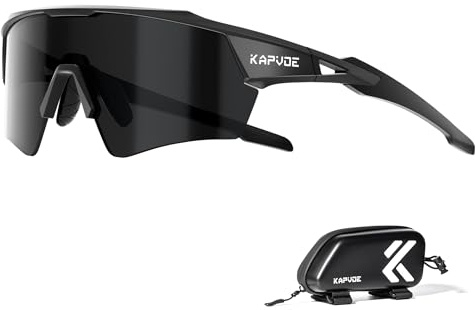 KAPVOE Fahrradbrille Herren Schnelle Brille Damen Rennrad Brille UV400 Schutz Sport Sonnenbrillen MTB Radbrille TR90 Rahmen Radsportbrille Sportbrille Radfahren MountainBike Laufen Volleyball Schwarz
