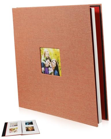 CLISPEED Álbum de Fotos de Lino con Ventana Frontal Álbum Diy Bodas Familia Páginas Momentos Especiales