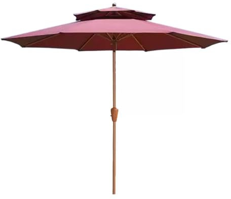 Parasol de terrasse double couche avec manivelle, parasol de jardin coupe-vent pour piscine, plage et balcon, 270 cm, rouge