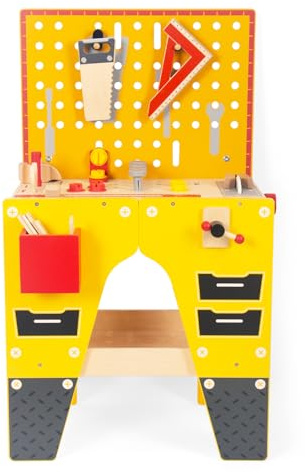 Banco de trabajo de madera para niños (amarillo)