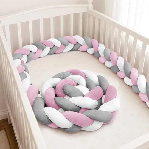 Cojín Protector Anticolisión Cuna Bebé, Cojín Protección contra Caídas, Protección Cama Trenza, Trenza Alfombra Suave Seguridad - Almohada Serpiente Nudo Decoración Habitación Infantil,N11,250cm
