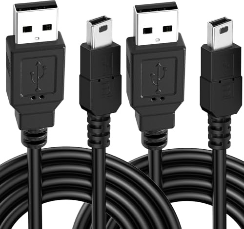 TwinkleHom 2Pack Mini USB Cable (1M) USB 2.0 Type A to Mini B High Speed Data Sync Charging Cord Compatible with Blue Yeti Microphone, GoPro Hero, Digital Camera, Dash Cam, PS3 Controller, MP3 Players