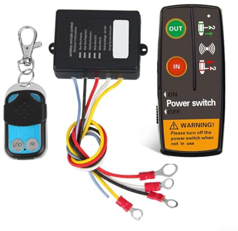 Kit de control remoto inalámbrico para ATV, SUV, camiones 9 24 V con receptor y baterías, compatible con la mayoría de cabrestantes de recuperación de Warn Ramsey Superwinch y más (CQ51-B03)