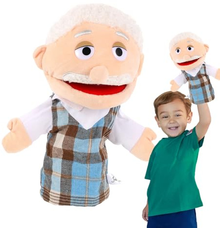 Großmutter Handpuppe – Familie aus Plüsch für Rollenspiel, Märchen, Puppentheater, Lernen, kreative Darstellung, Interaktionsspiel,