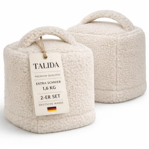 Türstopper sack 1,6KG Teddy-Stoff | mit Griff | waschbarer Bezug | mit Reißverschluss | schwer | moderne Optik | Boden Sand sack (2, Beige)