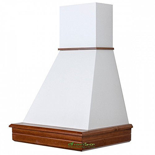 Cappa cucina rustica legno mod.Stock 60 da parete - Noce classico - cono bianco