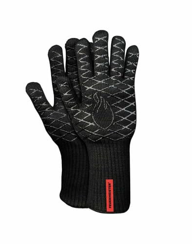 Grill-Handschuhe „Premium BBQ“ aus Aramid/Nomex, Schwarz/Rot, 2er-Set, Größe 10