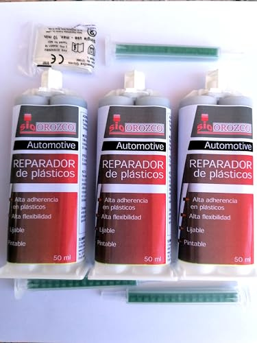 3x Adhésif Bi-Composant 50 ml – Réparation Plastique Haute Résistance – Colle Époxy 2 Composants pour ABS, PVC, Pare-chocs et Carrosserie – Usage Professionnel Auto Moto Atelier - voiture epoxy