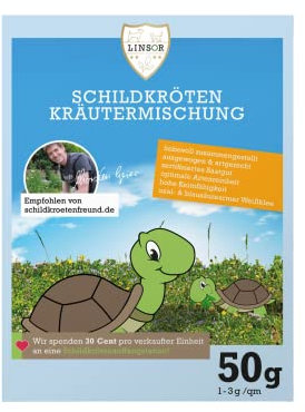 Linsor Schildkröten Kräutermischung, 50g für 17-50m², Wildkräuter-Mix, Kräuterwiese für Landschildkröten, Samen für Schildkrötenfutter