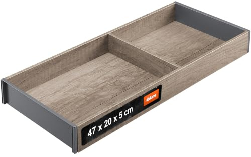 Blum AMBIA-LINE Schubladen-Organizer Holzdekor 47×20×5 cm | Nebraska Eiche | Antirutsch-Füße – sicherer Halt ohne Kleben | Besteckeinsatz & Trenner aus Holzdekor | Für Küche, Bad & Kleiderschrank