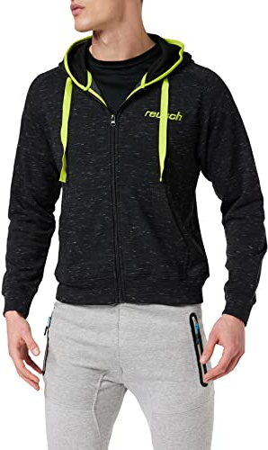 Reusch Promo - Felpa da Uomo con Cappuccio, Uomo, 3990110, Black/Lime Green, XS