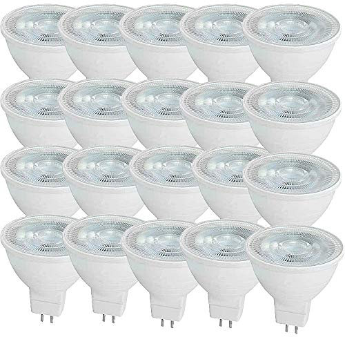 OUGEER 20 Stück MR16 LED-Leuchtmittel 5W LED GU5.3, Entspricht 50W MR16 Halogenlampe Kaltweiß 6000K MR16 LED-Strahler GU5,3 500 Lumen Nicht Dimmbar, AC/DC 12V