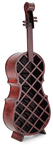 Stagecaptain Stradivino Weinregal für 21 Flaschen - Weinständer aus Holz in Vintage-Optik - Handgemachtes Cello Flaschenregal - Flaschenständer in Höhe 135 cm - Retro Weinflaschenhalter