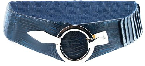 Glamexx24 Elastischer Damen Taillengürtel gürtel 6cm breiter Hüftgürtel mit silberner Ring