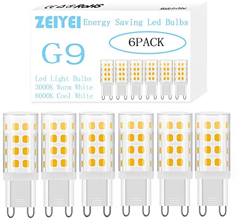 ZEIYEI G9 LED Bulbs, Warm White 3000K, 5W (40-50W Halogen Equivalent), 450LM, Non-Dimmable Flicker-Free, Energy-Saving LED Bulbs - Suitable for Home Decor, Commercial, and Office Lighting-6Pcs