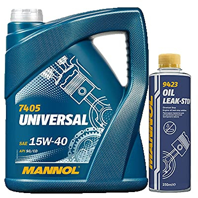 MANNOL 5l, 7405 Universal 15W-40 API SG/CD + Oil Leak-Stop Öl Verlust Zusatz 250ml