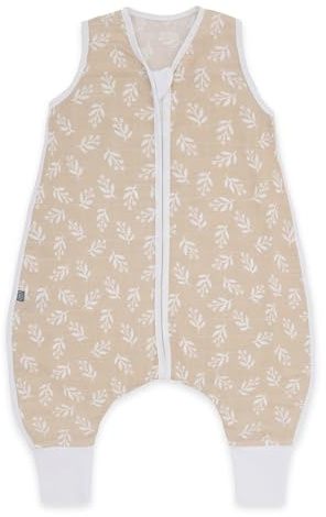 emma & noah Baby Schlafsack mit Füßen 0.5 TOG, Musselin Schlafsack mit Beinen für den Sommer, 100% Bio-Baumwolle, OEKO-TEX Zertifiziert, Stampelsack für Neugeborene (Floral Sand, 70 cm)