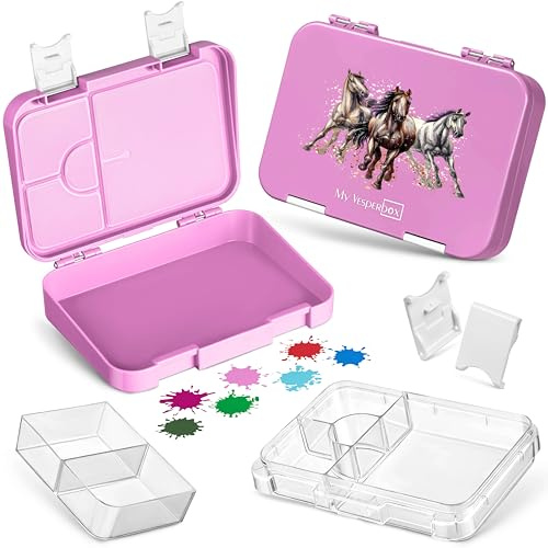 My Vesperbox® Brotdose für Kinder mit Fächern [LEN] - Lunchbox mit Trennfächern - Bento Box - Jausenbox - Brotzeitbox für Schule & Kindergarten - Vesperdose für Jungen & Mädchen