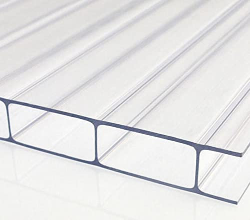 Polycarbonat | Hohlkammerplatte | PC Stegplatte | 16mm Stärke | 980mm & 1200mm | klar/farblos | opal/weiß | bronze | X-Struktur | 3-Fach | 2-Fach Struktur (980 x 3500 mm, 2-Fach - farblos/klar)