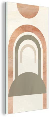 MuchoWow Glasbild Glasfoto Wandbild Bilder Deko 80x160 cm Rosa - Grün - Abstrakt