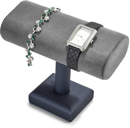 Oirlv Luxury Dark Grey Watch Storage Stand Soft Microfiber Watch Display Holder for Dresser, Nightstand, Jewellery Exhibition