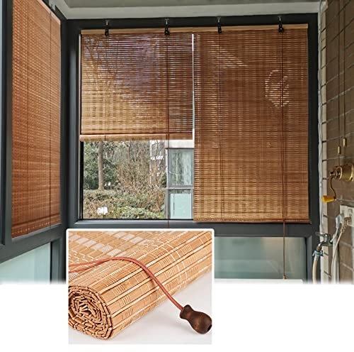 Bambusrollos 45-150cm Breit,Atmungsaktive Rollläden,Natürliche Bambusvorhänge,Sonnenschutz Rollo Bambus,Dekorative Raffrollos Im Retro-stil,Mit Heber,Jalousien Für Fenster,W×H-140x200cm/55x79in