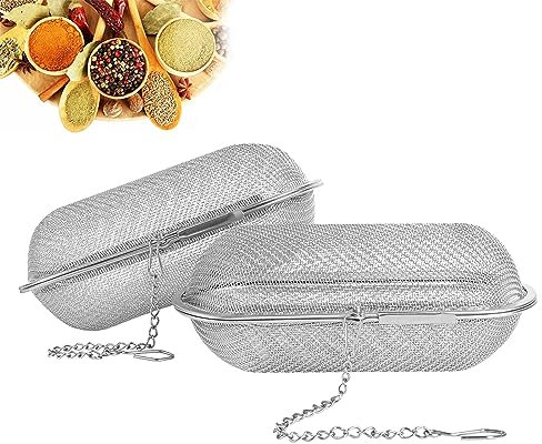 2 Pezzi Infusore per Tè Filtro da Tè in Acciaio Inossidabile 304, Infusore da tè a Rete con Catena Maglia Fine Tea Ball Colino per Tè Sfuso, Tisane, Spezie e Condimenti