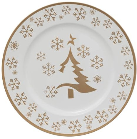 Feeric Lights et Christmas - Assiette de présentation colorama de noël d33cm Blanc et Or