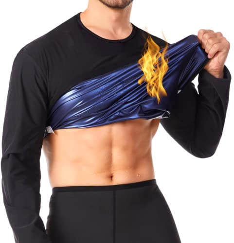 Top de manga larga Camiseta Chaleco Sauna T-Shirt Suit Trajes Adelgazantes Compresion Adelgazante Sudoración Deporte Shapewear Gym Running Fitness Hombres