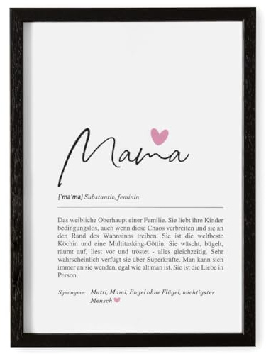 Fjllrven Definition Poster & Kunstdrucke | Weihnachtsgeschenke, Muttertag | Muttertagsgeschenk Wandbilder | Weihnachten Geschenke für Mama Geburtstag | Wohnzimmer DINA A4 mit Rahmen Schwarz