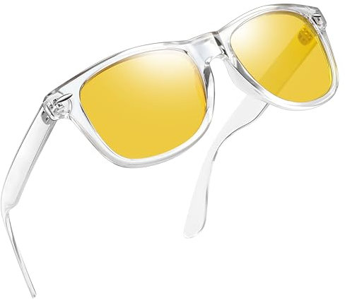 Joopin Gafas Conducción Nocturna Amarillas para Mujer y Hombre Marco Transparente Gafas Conducir Noche Cuadradas Clásicas Yellow Night Driving Glasses