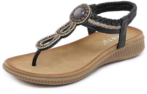 Meik Mangni Damsandaler Bohemisk mode 36–42 EU, Stil A svart, 37 EU
