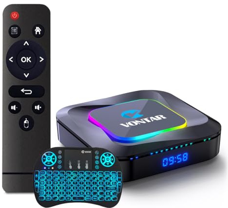 Android TV Box 13.0, VONTAR R3 Wi-Fi 6 4GB RAM 128GB ROM, RK3528 CPU Quad-Core 2.4G/5G Wi-Fi BT 5.0 USB 3.0 Android Box with Mini Wireless Keyboard,4GB+32GB