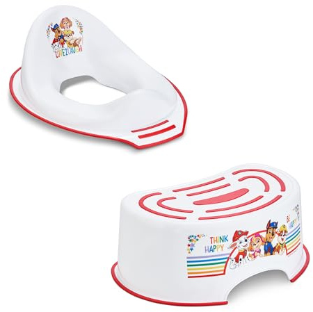 Paw Patrol Training Seat, Potty Training Toilet Seat, Plus Paw Patrol Step Stool, Lightweight, Anti-Stick Portable Seat 18M+ Toddler Toilet Range Bundle