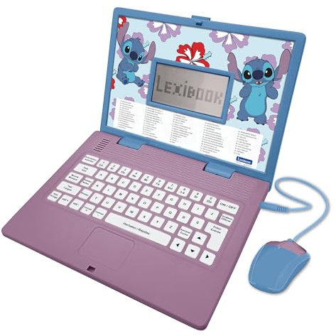 Lexibook - Disney Stitch, FRA Lerncomputer, zweisprachig/niederländisch, Spielzeug für Kinder mit 124 Aktivitäten zum Lernen, Spaß und Klavierspielen, JC598Di10, Blau