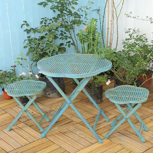 3-teiliges Bistro-Set für den Außenbereich, rostbeständiges Terrassen-Bistro-Set aus Gusseisen mit Antik-Finish, wetterbeständiger Terrassentisch und -stühle, für den Einsatz im Garten oder auf der