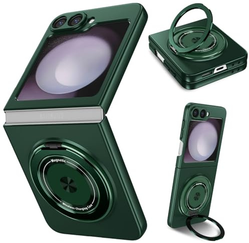 ZHOZEXIN För Samsung Galaxy Z Flip 6, vridbar magnetskydd, stötsäkert fodral, vikbart smalt fodral, kompatibelt med Samsung Galaxy Z Flip 6 (grön)