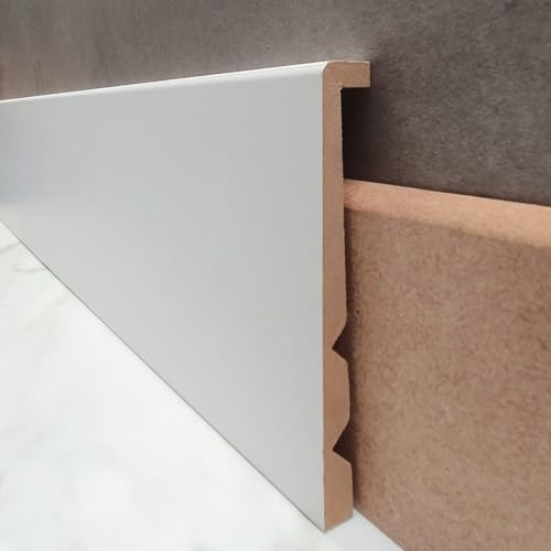 MadeInNature Surplinthe Bois Blanche Ajustable en MDF Prépeint, Plinthe de recouvrement Hauteur Ajustable & Longueur aux Choix, Fabrication Française – hauteur 13cm (12 ml)