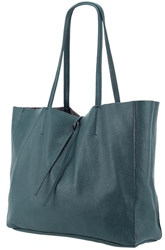 SH Leder ® Damen Echt Rindleder Shopper in Querformat mit Innentasche in vielen Farben Schultertasche Henkeltasche 30x37cm Maja G514
