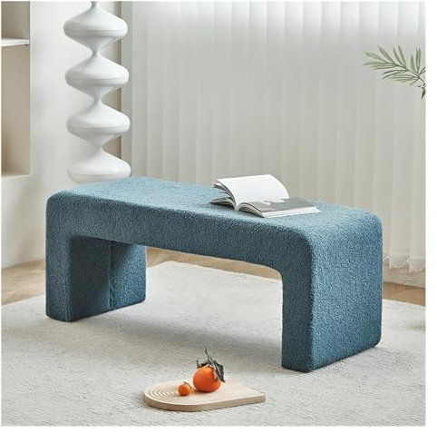 Moderne gepolsterte Bettbank für Schlafzimmer und Wohnzimmer, 80 cm Länge, Blau