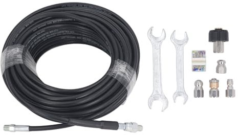 Lybunair Kit de jet d'égout de 15,2 m pour nettoyeur haute pression, 5800 psi, M22 à 1/4 NPT à montage rapide, buses de tuyau de vidange rotatives